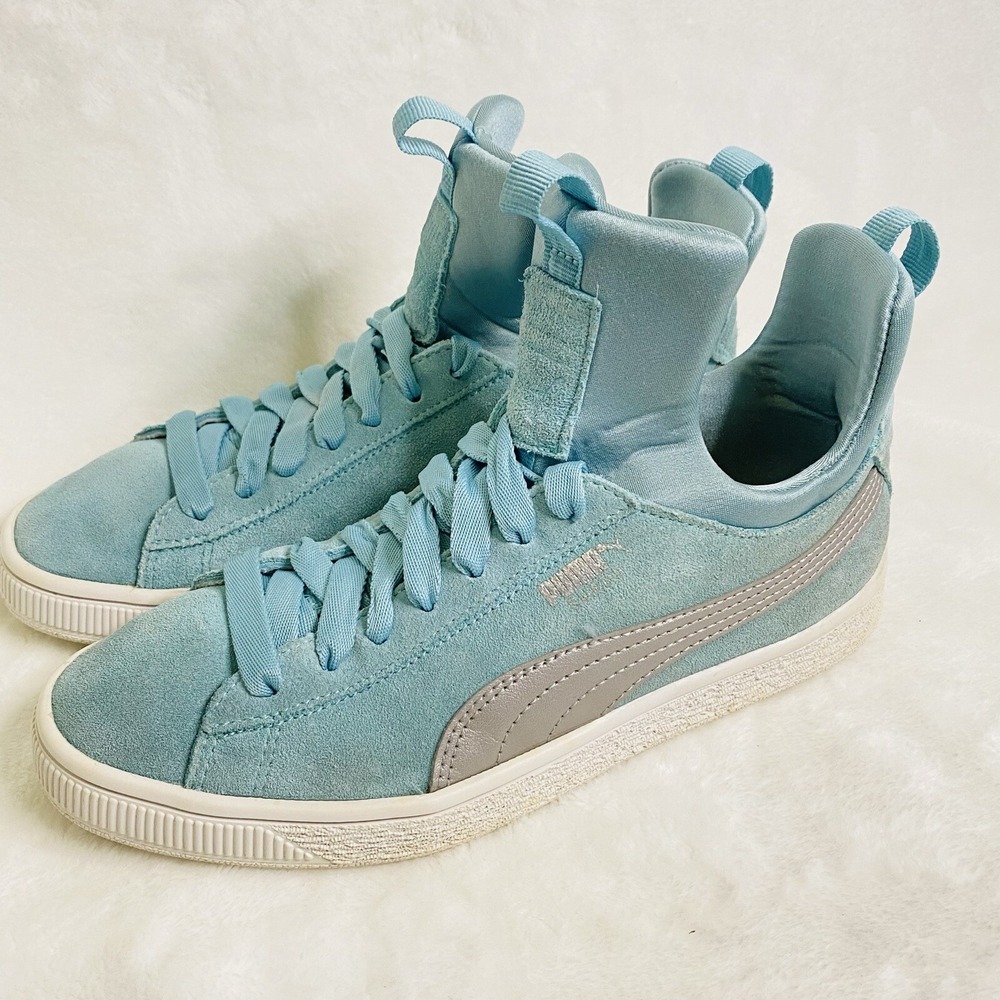 Puma Fierce Suede Basketball High Top Shoes Teal Women's  5.5c Y2K Athleasure - Picture 5 of 10